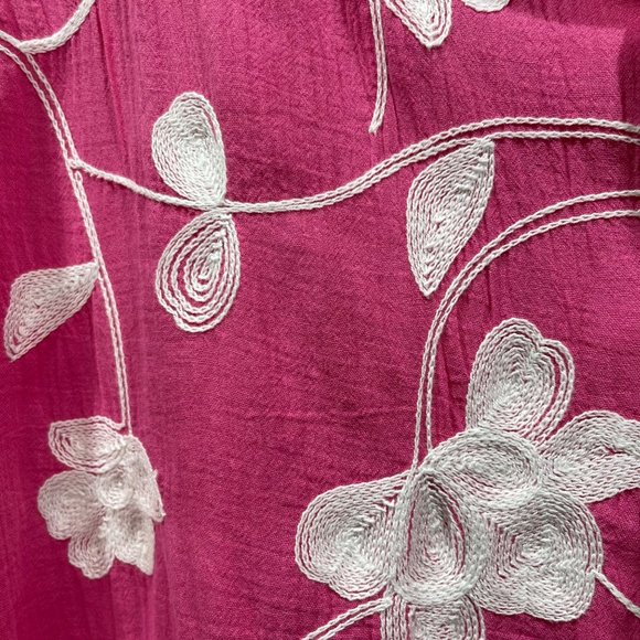 CABANA CAY Women's Embroidered Floral Sleeveless Top Tank Tie Waist Pink Size L - Picture 4 of 11